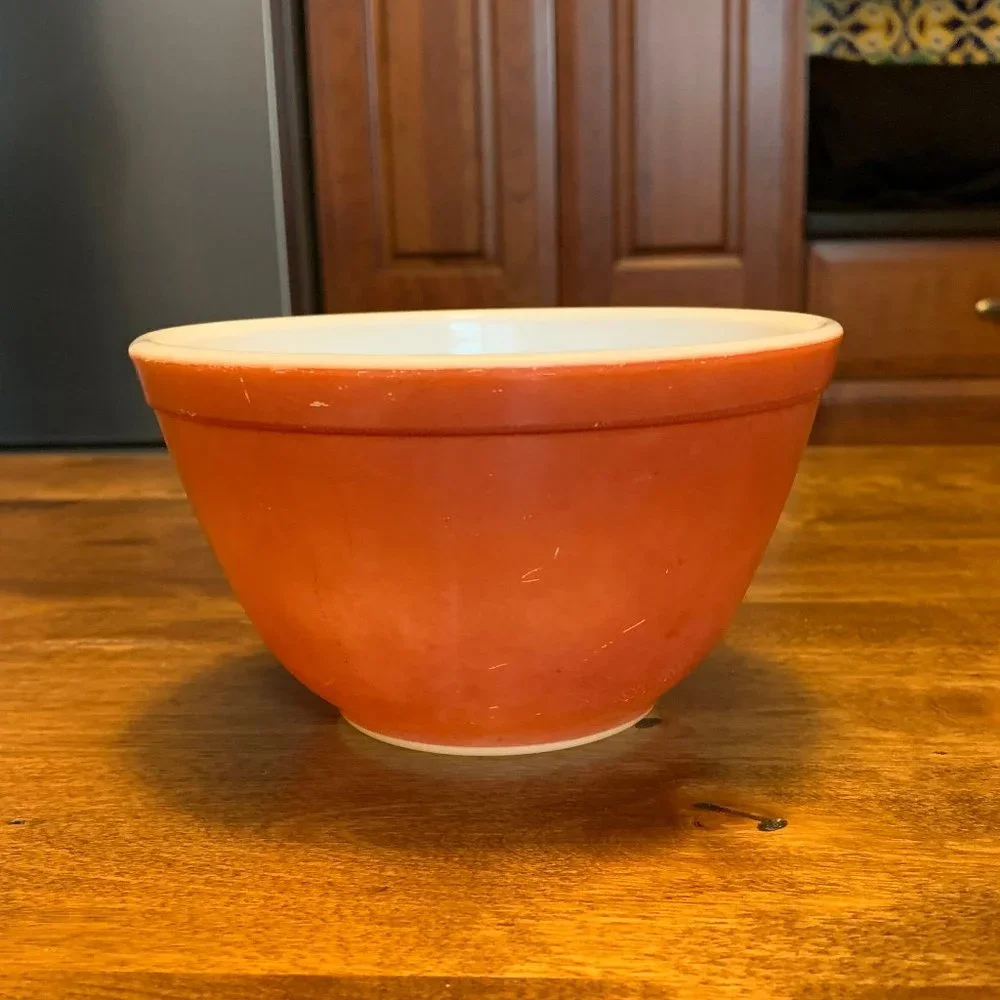 Vintage 1970s HTF Pyrex Earth Tones 400 CRS Burnt Orange/Rust 401-1 1/2 Pt Bowl - Picture 3 of 13
